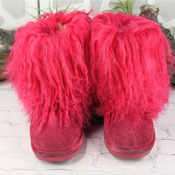 Bearpaw Boo Toddler Electric Pink Shaggy Boots - Picture 3 of 10